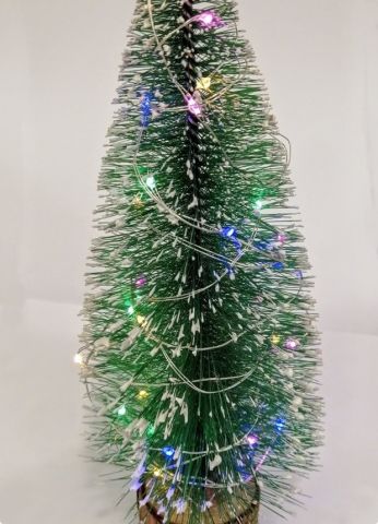 25 cm Led Işıklı Mini Masaüstü Karlı Yılbaşı Çam Ağacı