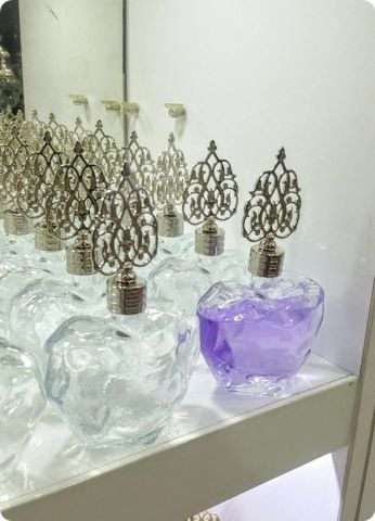 12 li Metal Tepelikli Kalp Cam Kolonya Şişesi