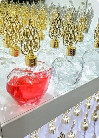 12 li Metal Tepelikli Kalp Cam Kolonya Şişesi