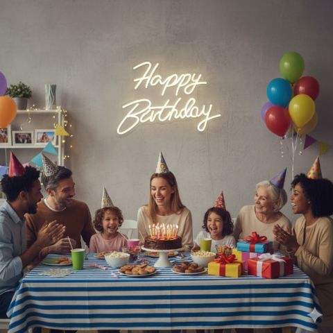 HAPPY BIRTHDAY Yazılı Neon Led
