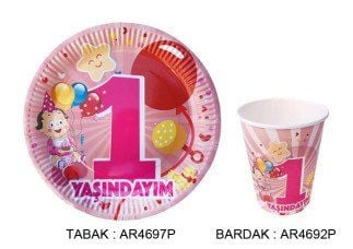 8 Lİ 1 YAŞINDAYIM TABAK KARTON PEMBE 23 cm