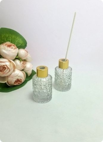 20 Adet Silindir Kristalize Desenli Kolonya / Koku şişesi Altın Kapak