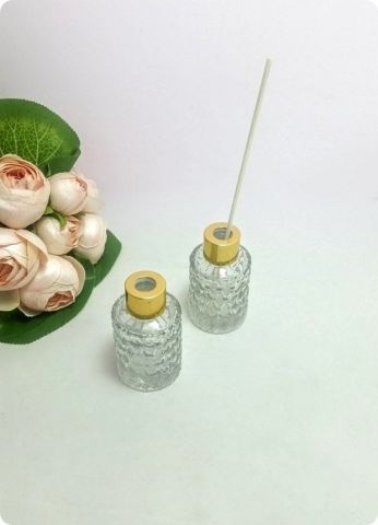 20 Adet Silindir Kristalize Desenli Kolonya / Koku şişesi Altın Kapak