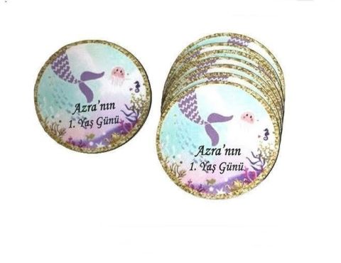6 Cm Deniz kızı Uv Baskılı Ahşap Süs