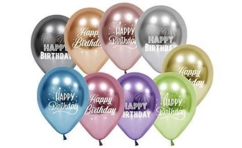 BALON KROM PARLAK HAPPY BIRTHDAY KARIŞIK PK:50