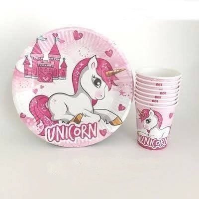8 li Unicorn Tabak & Bardak Seti