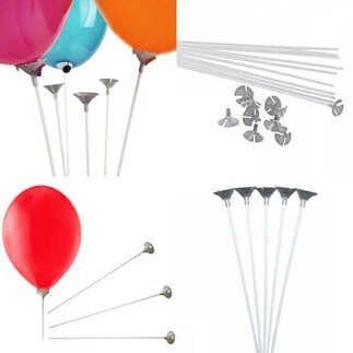 100 LÜ BALON ÇUBUĞU  PLASTİK ve HUNİSİ SET 30 CM