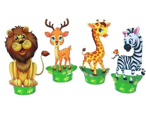 4 lü Pvc Safari Konseptli Ayakta Figürler
