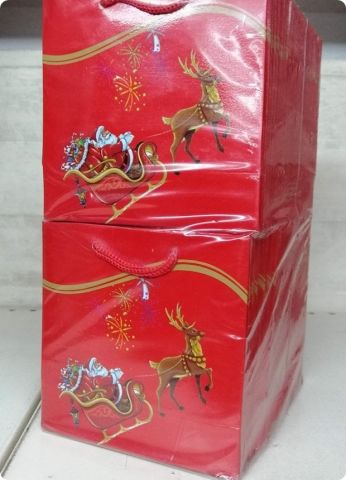 50 Li 11x11 Cm Geyikli Noel Karton Çanta Poşet