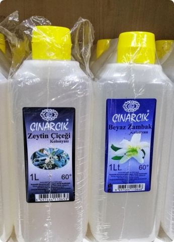 Şeffaf 1 litrelik kokulu kolonya