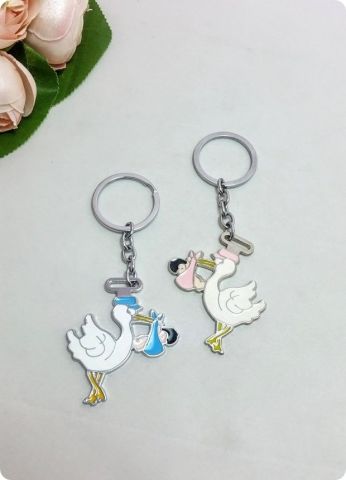 20 li Uzun Bacak Leylekli Bebek Anahtarlık (Parlak Metal)