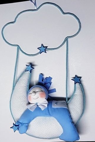 Pembe Yanaklı Uyuyan Bebek Odası Kapı Süsü