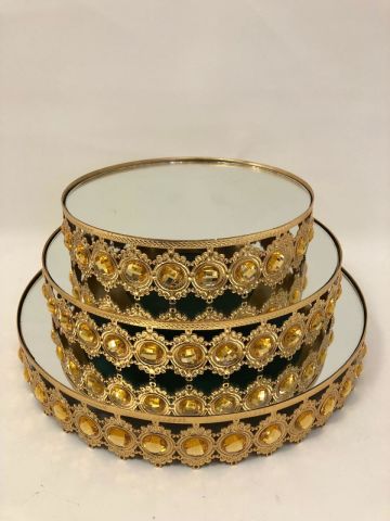 Taşlı ÜSTTEN aynalı 20 cm sunum tepsi