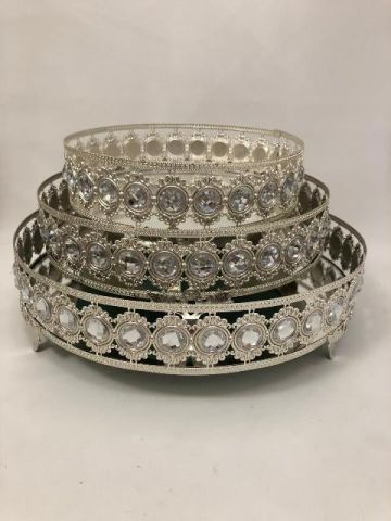 Taşlı İçten aynalı 30 cm Sunum tepsi