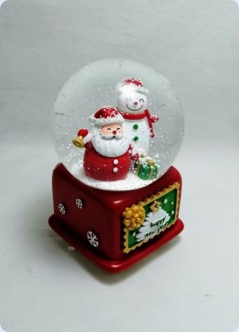 Yılbaşı Kare Noel baba Cam fanus / Müzikli kar küresi