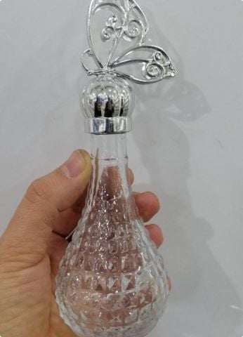 12 li Pvc Kelebek Tepelikli İksir Kristalize Cam Kolonya Şişesi