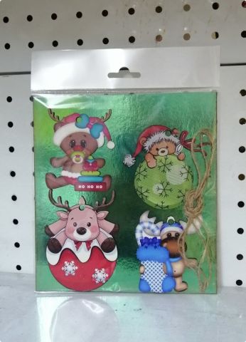 4 lü  Ahşap Yılbaşı Ağaç Süsleri