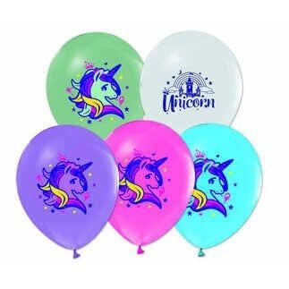 100 LÜ BALON 4+1 UNICORN BASKILI PASTEL