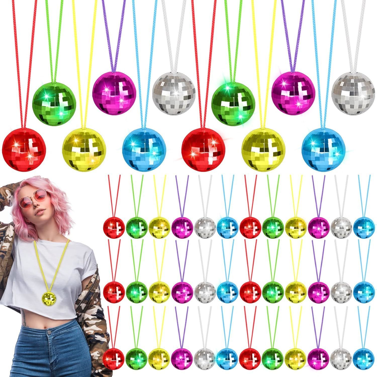 70'ler, 80'ler ve 90'lar Temalı Disko Topu Kolye Seti 6 Adet