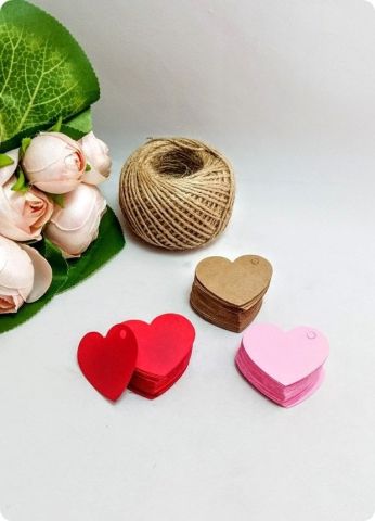 50 Adet Renkli 3,5 cm Kalp İsim Etiket / Karton  (80 Gr.Hamur Kağıda) (Söz, Nişan,Nikah,Bebek Şekeri İsim Etiketi)