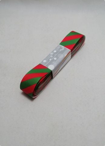 2 Cm Yılbaşı Kırmızı Yan Yeşil Çizgili Grogren Kurdela 10 Mt.