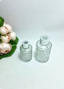 20 Adet Silindir Kristalize Desenli Kolonya / Koku şişesi Gümüş Kapak