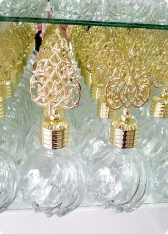 12 li Metal Tepelikli Burgu Cam Kolonya Şişesi