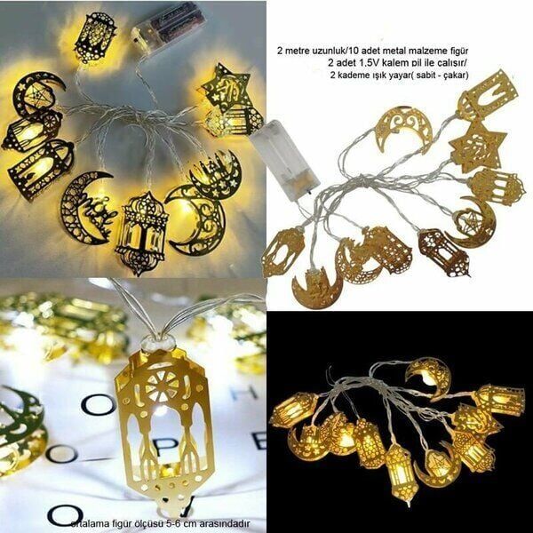 Ramazan dekorlu metal led ışık