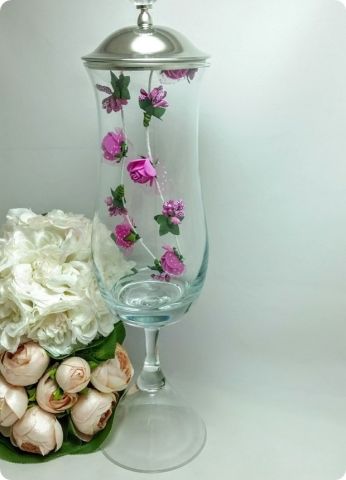 39 Cm Ayaklı, Metal+Kristal Tepelikli Konik Cam Şekerlik
