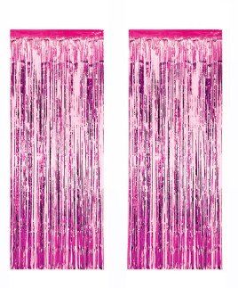 2 Lİ SET METALİZE FON SÜSÜ ASMALI 50x230 CM PEMBE