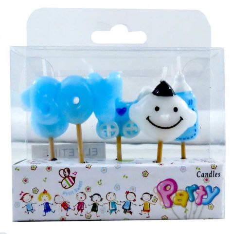 BOY / GİRL YAZILI BEBEKLİ KÜRDANLI MUM