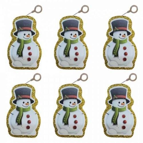 6 Lı Simli Strafor Kardan Adam Yılbaşı Ağaç Süsü