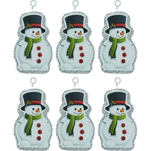 6 Lı Simli Strafor Kardan Adam Yılbaşı Ağaç Süsü