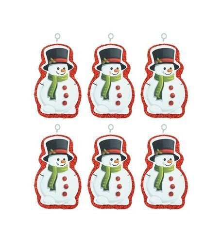 6 Lı Simli Strafor Kardan Adam Yılbaşı Ağaç Süsü