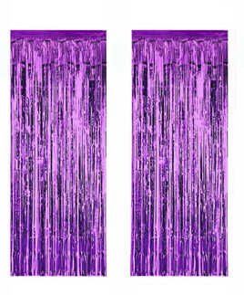 2 Lİ SET METALİZE FON SÜSÜ ASMALI 50X230 CM MOR