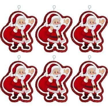 6 Lı Simli Strafor Noel Baba Yılbaşı Ağaç Süsü