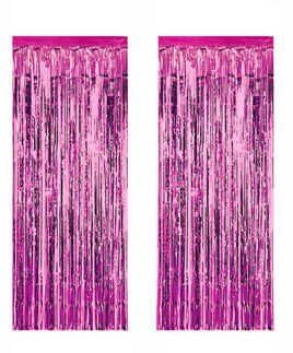 2 Lİ SET METALİZE FON SÜSÜ ASMALI 50X230 CM FUŞYA