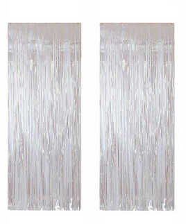 2 Lİ SET METALİZE FON SÜSÜ ASMALI BEYAZ 50X230 CM