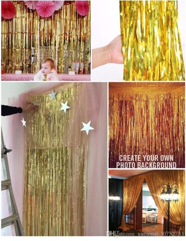 2 Lİ SET METALİZE FON SÜSÜ ASMALI 50X230 CM ALTIN