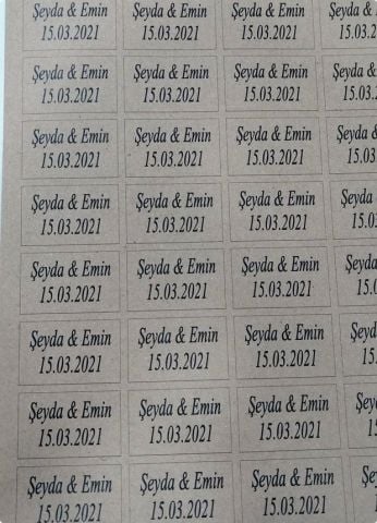 İsim Yazılı Dikdörtgen Kraft etiket 1 Sayfa (54Adet)
