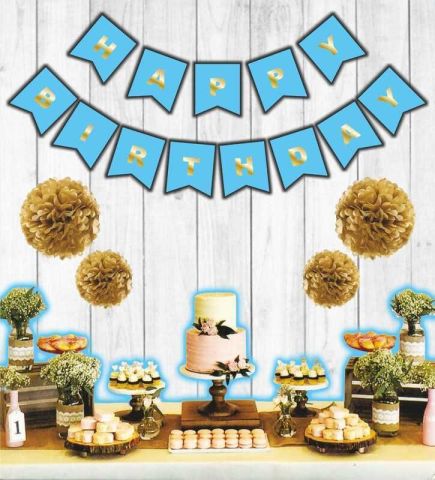 FLAMA BAYRAK HAPPY BİRTHDAY SET MAVİ