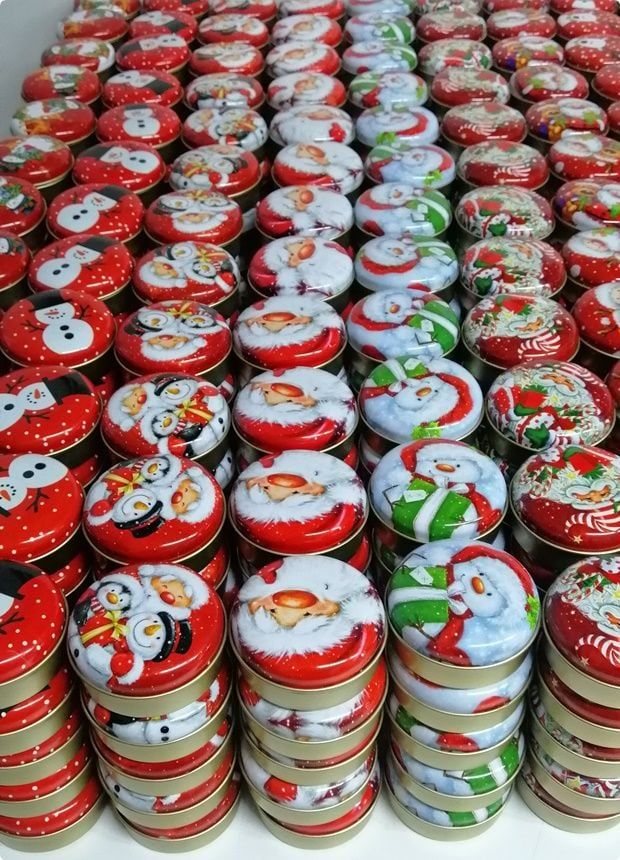 30 lu 7,5x3 Cm Karışık Yılbaşı Desenli Teneke Kutu