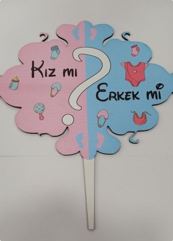 Renkli Cinsiyet Belirleme Ahsap Pasta Üzeri Çubuk Süs