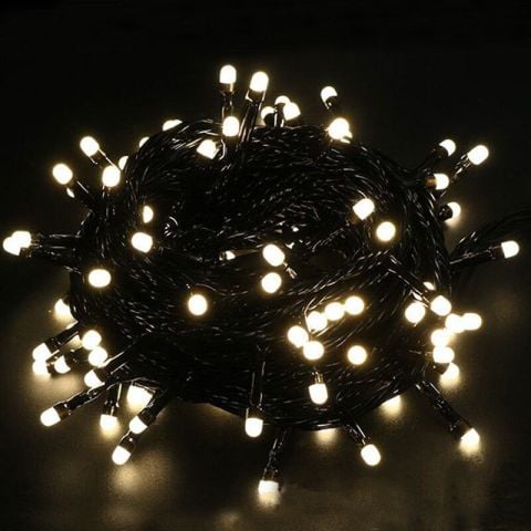 10 mt Boncuk Lamba Gün Işığı 8 Fonksiyon 100 Led Fişli Uzatma Kablolu siyah kablo