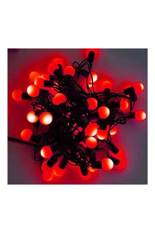 5 Metre 28 Led Fişli Kırmızı Işık Mini Top Led Siyah Kablo