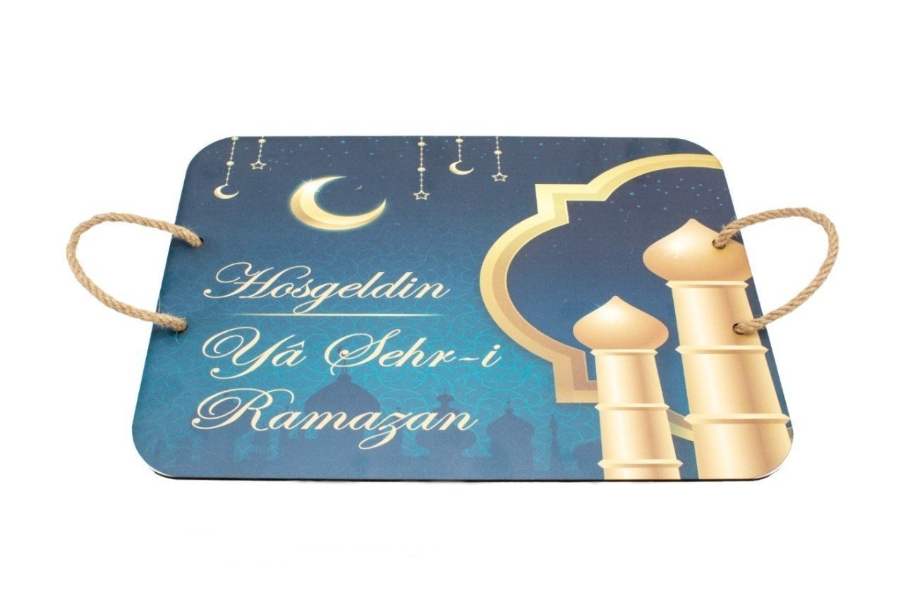 Hoşgeldin Ya Şehr-i Ramazan Ahşap Tepsi (35x25)