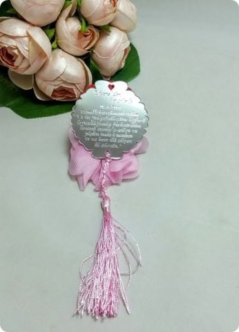 Süslü Nazar Duası Yazılı Lazer Kesim Pleksi Ayna Bebek Şekeri