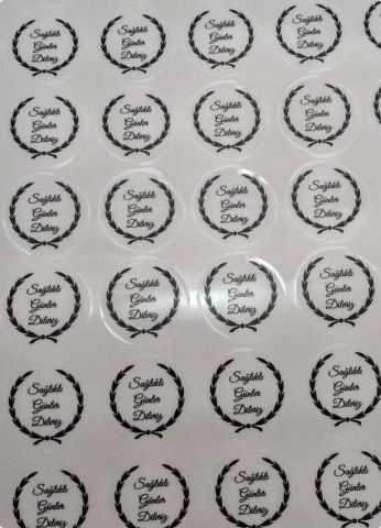 3 Cm Yuvarlak Şeffaf Sticker / Etiket 1 Sayfa (100 Adet)