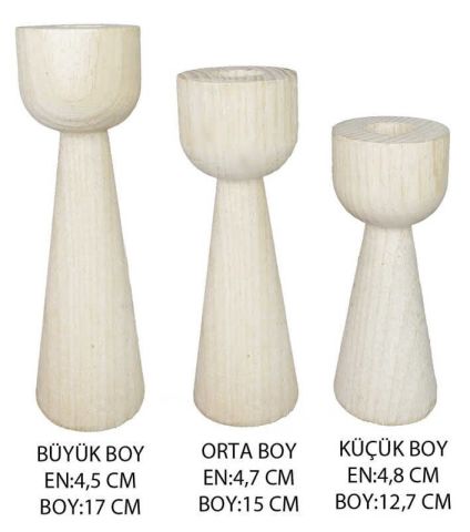 AĞAÇ KÜTÜK ŞAMDAN KADEH NATUREL PK:3 LÜ SET