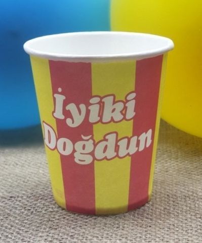 8 li Sarı Kırmızı İyi ki Doğdun Kağıt Bardak